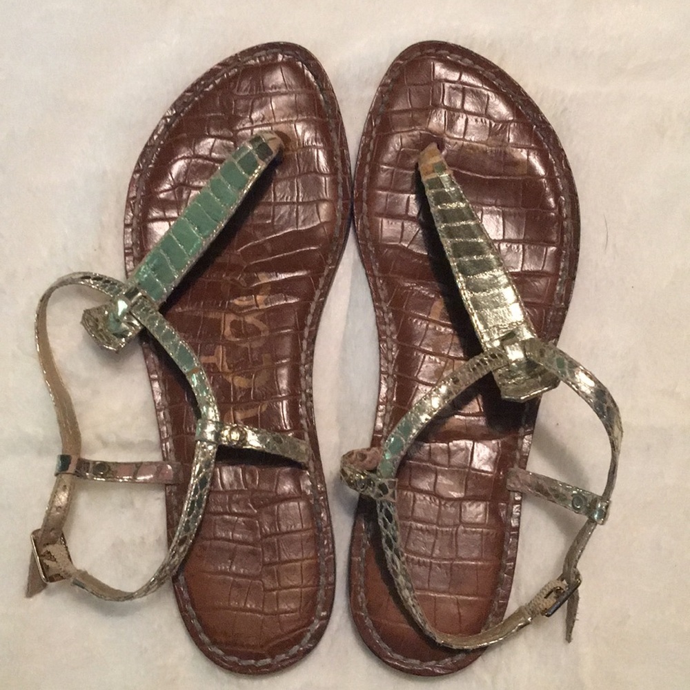 Sam Edelman Gigi gold flat sandal, 7.5